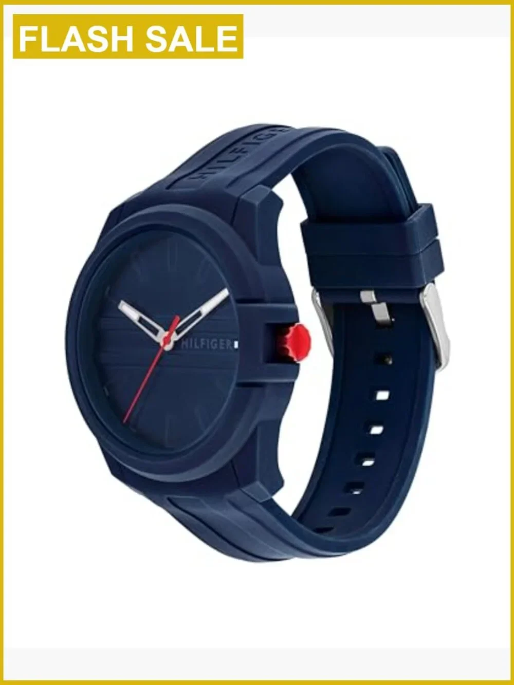 Men's 3-Hand Quartz Watch, 44mm, Silicone Strap, Water Resistant